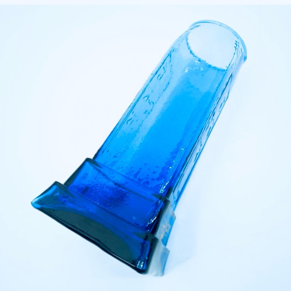 Vintage Cobalt Blue Luxor Casino Hotel Egyptian Glass Vase Carafe w Hieroglyphic